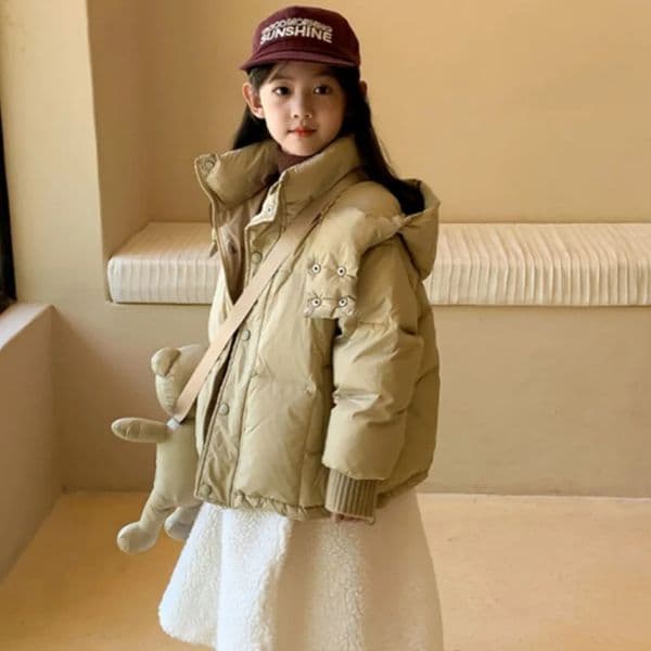 Girls Down Coat Overcoat Jacket Windbreak Outerwear Khaki Winter Autumn Sport Warm Christmas Gift Childrens Clothing 241218