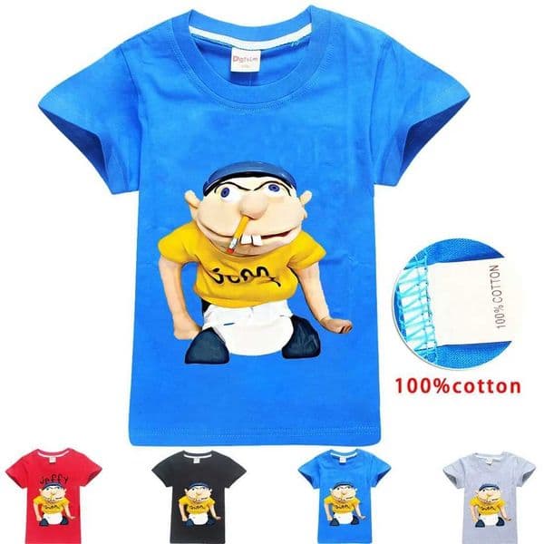 2-14Y 2024 Newest Anime Puppet JEFFY Youth Tee Kids Shirt Girl Summer Clothing Children Funny T Shirts Boys Short Sleeve T-shirtXJ241219