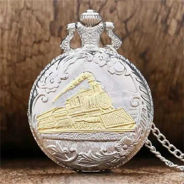 2024 new locomotive pattern hollow cover design pocket necklace pendant chain unisex giftXJ241219