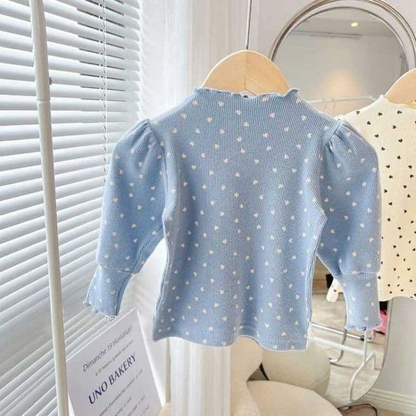 Korean Childrens Baby Half High Neck Bubble Sleeve Long Sleeved T-shirt for Girls Spring Autumn Base Top Kids ClothesXJ241219