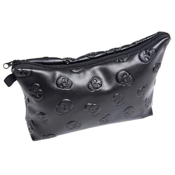 1 pc Black Skull Cosmetic Bag Women PU Leather Makeup Travel Organizer For Cosmetics Toiletry Kit Drop 241219