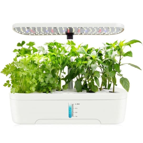 Indoor Garden Hydroponics Growing System 12 Pods Plant Germination Kit With LED Grow Light Height Adjustable Herb Garden Kit