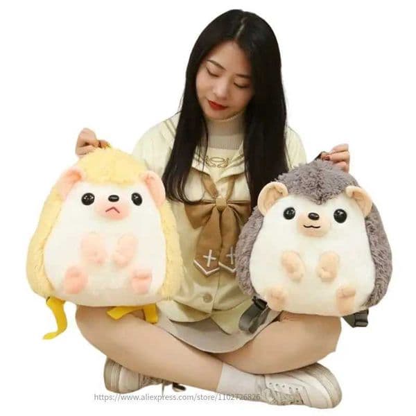 32cm Cute Soft Hedgehog Plush Backpack Kaii Comfortable School Bag Animal Bag Childrens Gift Boys And Girls StudentXJ241219