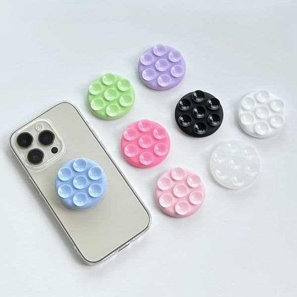 Round Silicone Suction Pad For Mobile Phone Samsung For iPhone Sticky Finger Grip Stand Sticker 2025 Suction Cup Phone Holder GripTok