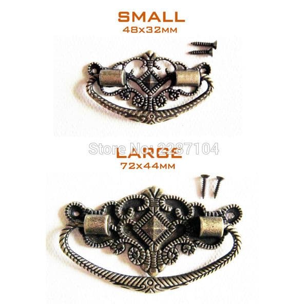 6pc Decorative Antique Brass Vintage Flower Furniture Jewelry Chest Dresser Cabinet Cupboard Drawer Handle Pull 48x32mm 72x44mm