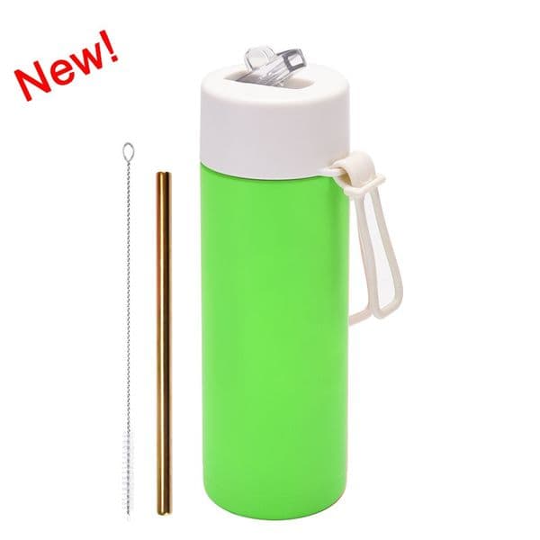 22oz Insulated Travel Bottle Stainless Steel Coffee Tumbler Leakproof Double Wall Mug With Strap For Outdoor Gym Office