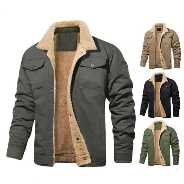 Mens Winter Jacket Fashion Mens Lapel Sherpa Fleece Lined Thicken Denim Jean Trucker Jacke Men Jeans Coats Clothing Jeans 241216