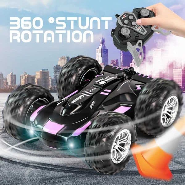 RC spray car 2.4G double-sided stunt with lights Childrens toys direct charging compatible external chargingXJ241221