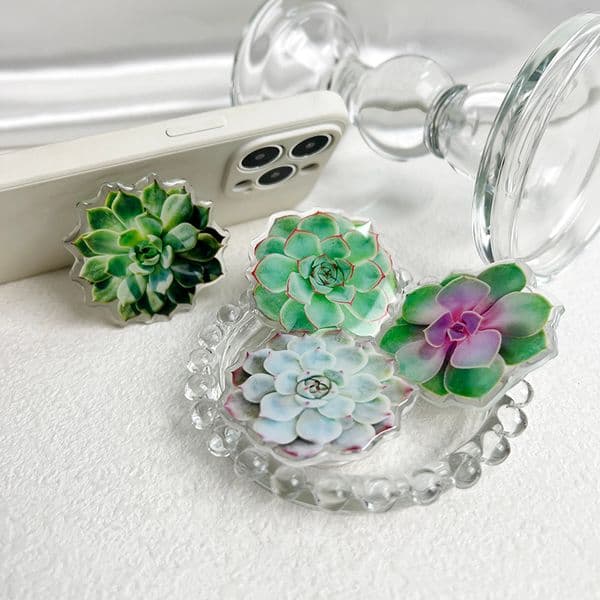 Succulent plant 2025 phone stand Foldable lazy stand socket phone Grip Universal For Apple and Samsung Desk stand