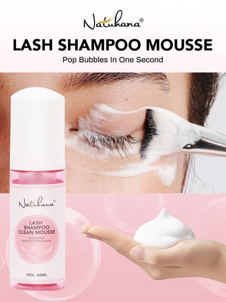 NATUHANA Eyelash Shampoo Gentle Cleansing Eyelashes/Grafting Extension Eyelashes Mousse Foam Pro Eyelash Cleaner Makeup Tools