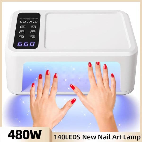 140 Beads Professional UV LED Nail Lamp For Nails 480W Fast Curing Gel Polish Lamp With LCD Display Screen Smart Sensor 241223