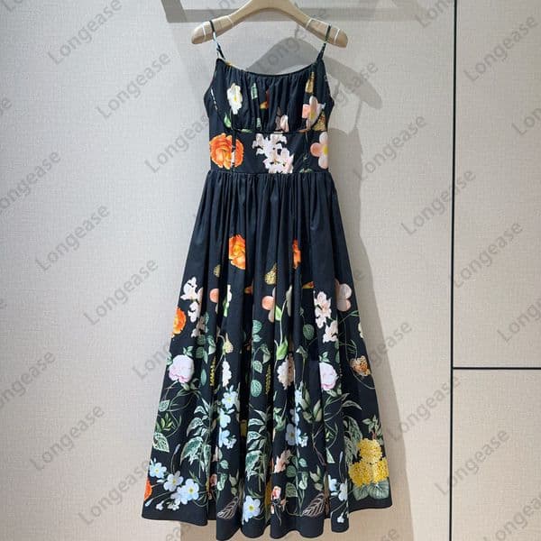 Women dress womens designer clothing dress cotton floral print gathered waist sleeveless midi dress birthday dress designer dresses dresses party dress