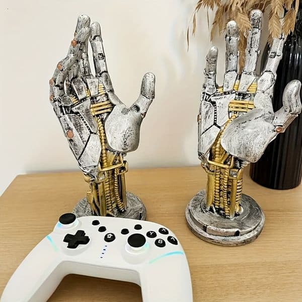 Creative Game Controller Desktop Stand Cyberpunk Mechanical Arm Resin Handicraft Ornament Storage Rack 241212
