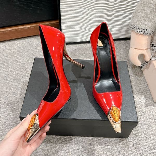 SS25 new arrival women lady 10.5cm heel pump shoes heeled fashion overisze diamonds pionted toe shoes footwear Y1838