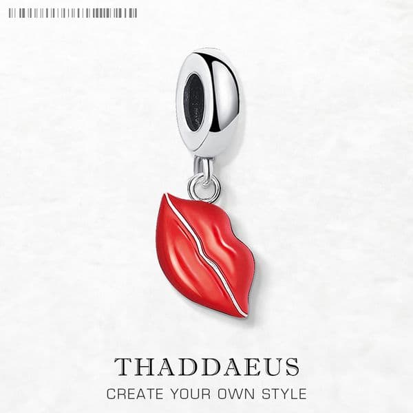 Red Kissing Lips Charm Pendant Women Spring 925 Sterling Silver Fashion Jewelry Accessories Romantic Gift