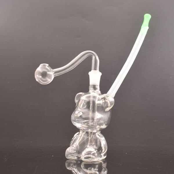 1pcs Cartoon Hookah Glass Oil Burner Bong Set with 10mm Male Glass Oil Burner Pipe Thick Pyrex Recycler Ash Catcher Bongs Portable Mini Water Bong