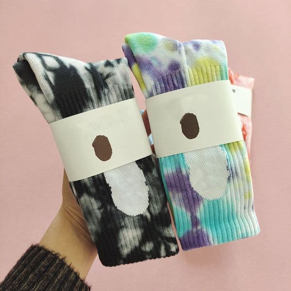 Men Women Socks Skateboard Fashion Mans Letter Printed Socks Monkey Pattern Hip Hop Sports Sock Gradient Color Skateboard Stockings L260411