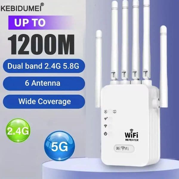 1200Mbps Wireless WiFi Repeater 2.4G 5.8G Signal Router 802.11N Long Range Wireless WiFi Extender Amplifier WIFI Booster 241225