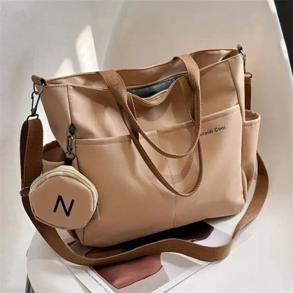 Womens Tote Bags Simple Large Capacity Canvas Bag Lightweight Shoulder Bag For Travel With Mini Zipper Purse 241224