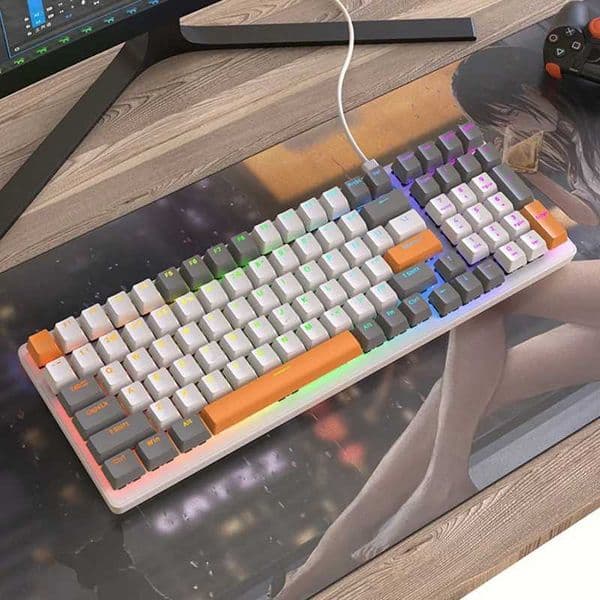 NEW K3 Mechanical Keyboard Type-C Wired Gaming Keyboards 100 Keys RGB Light Luminous Keyboards for Mac WindowsXJ241225