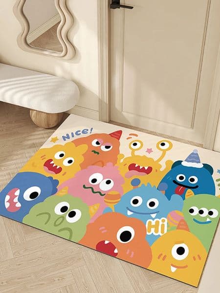 Cartoon Creative Cute Floor Mats Environmentally Friendly PVC Door Mat Waterproof Oil-proof Childrens Play Rug Balcony Cushion 241225