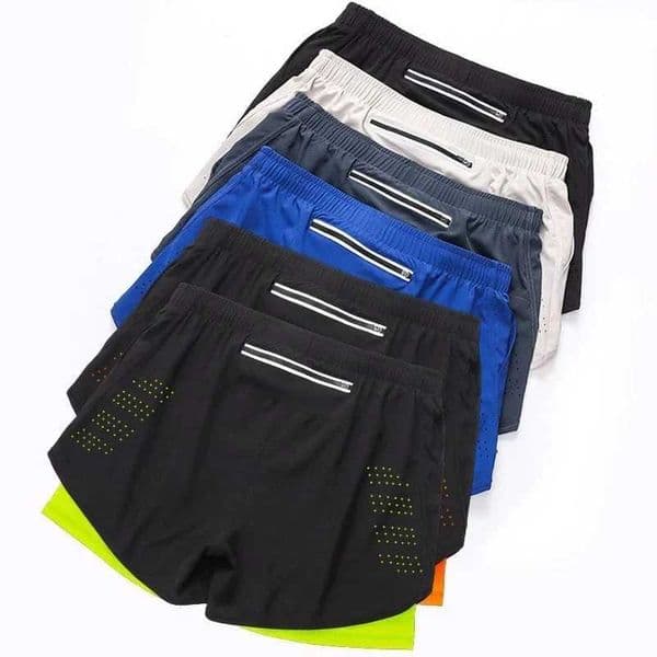 Mens Running Shorts Quick-drying Black Double Layer Shorts Men New Sport Workout Training Bodybuilding Short PantsXJ241226 Z260609
