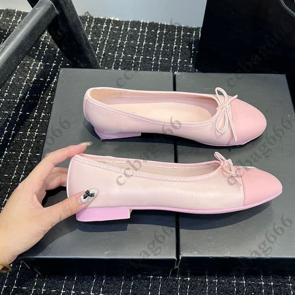 Designer Ladies Dress Shoes Flat Ballet Shoes Sheepskin/Tweed Stitched Bow Round Toe Mary Jane Shoes Shallow Opening Outdoor Casual Shoes Dress Shoes Z260519