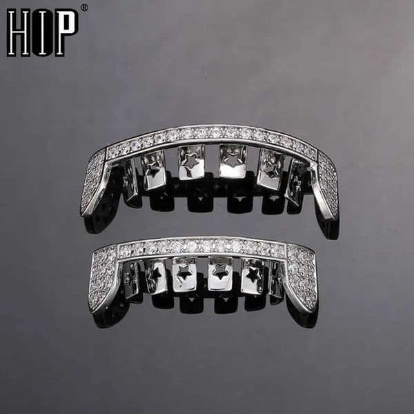Hip Hop and Out Teeth Grillz Cs Bling Cubic Zircon Micro Pave Top Bottom Charm Grills Set For Men Women Jewelry Gift W241227