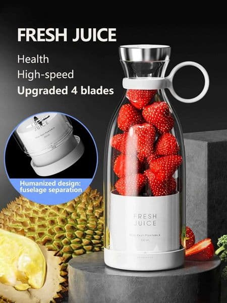 Wireless Charging 4 Blades Electric Juicer Mini Portable Blender Fruit Mixers Extractors Multifunction Juice Maker MachineXJ241227