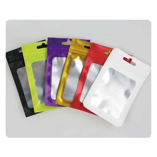 100 Pack Food Storage Resealable Packaging Heat Seal Electronic Accessories Bags With Clear Window Foil Pouch Zip Plastic Bag