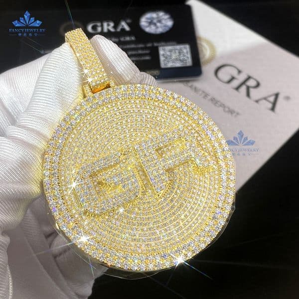 Custom Pass Diamond Tester Vvs Moissanite 925 Silver Necklace Pendant Letter Personalized Pendant Hip Hop Fine Jewelry