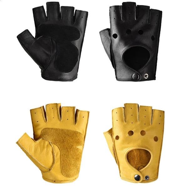 Unisex Half-Finger Gloves Artificial Leather Punk Fashion Hip-Hop Driving Motorcycle Performance Party Fingerless Mittens 241227