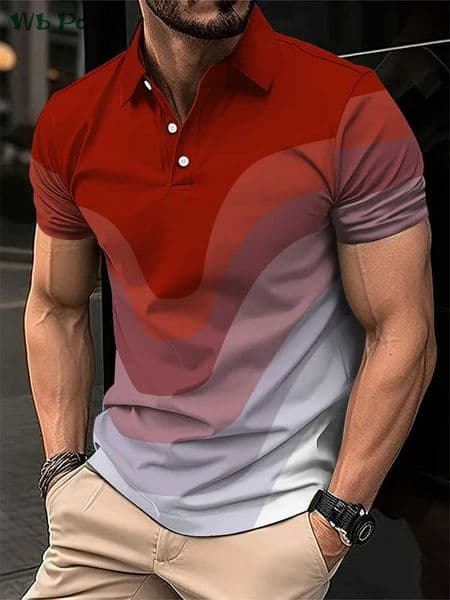 Simple Print Mens Shirts Polo Harajuku Shirts for Men Fashion Casual Polo T shirt Man Short Sleeve Polo Shirts Mens Clothing W241227