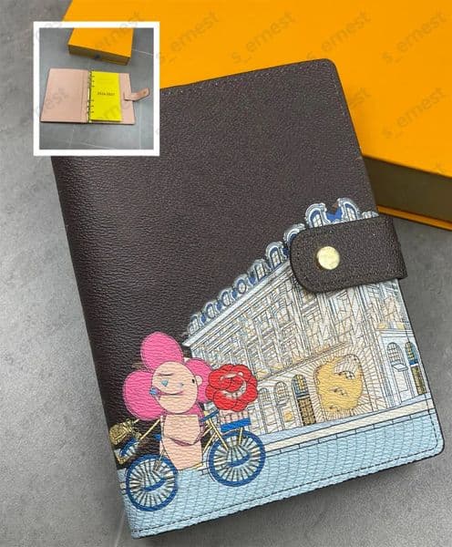 Designer Medium Desk Agenda Cover Ring Agenda Cover Holders Memo Planner Men Women Cartoon Notebook Planner Diary Agendas Protective Case Card Wallet