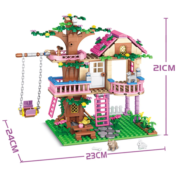 Build Block Set Friendship Tree House Villa Castle Building Blocks Classic Friends Girls Model Figures Toys For brick Kids Birthday Gif