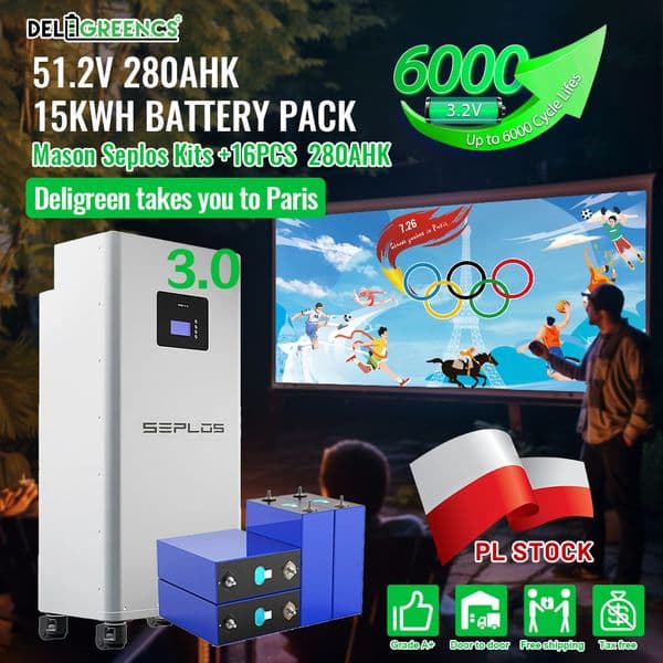 Poland 3.0 15KWH Seplos 16pcs 280AH Lifepo4 Battery 2A Active Balancer Pack Power Bank Rechargeable Batteries Solar