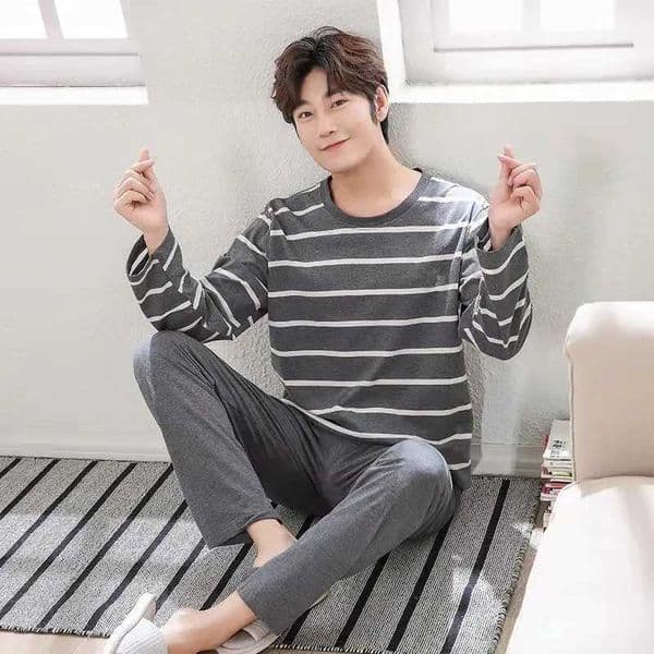 Autumn New Long Sleeve Pijama Stripe Pajamas Set for Male Plus Size Sleep Clothing Casual Sleepwear Mens Sleepwear SetXJ250415