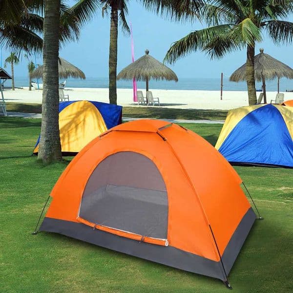 1-person waterproof camping dome tent automatic pop-up quick shelter outdoor hiking orange W241230