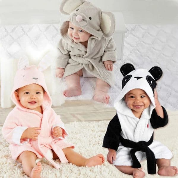 Baby Hooded Bathrobe Beach Towel For Children Clothing Boys Girls Robes Kids Pajamas Sleep Coral born Clothes Bathrobes Coton 241227