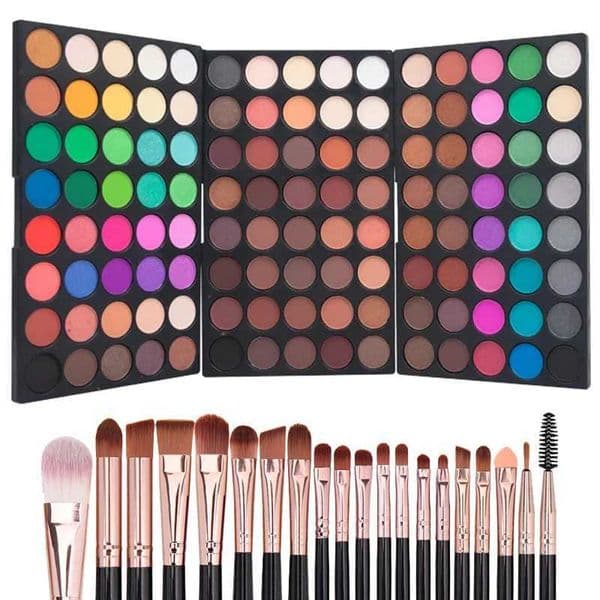 Natural waterproof long-lasting eyeshadow set, 120 color matte shimmer eyeshadow palette, makeup kit including 20 makeup brushes