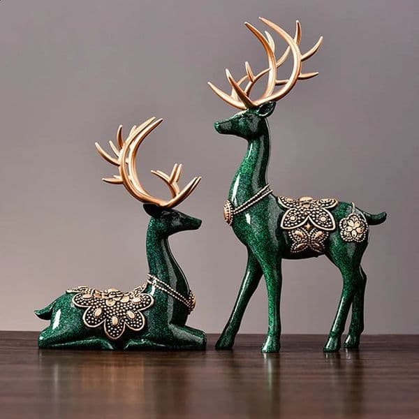 y Large Deer Resin Sculpture Desktop Book Nook Home Office Art Decoration Figurines Vintage Living Room 241230