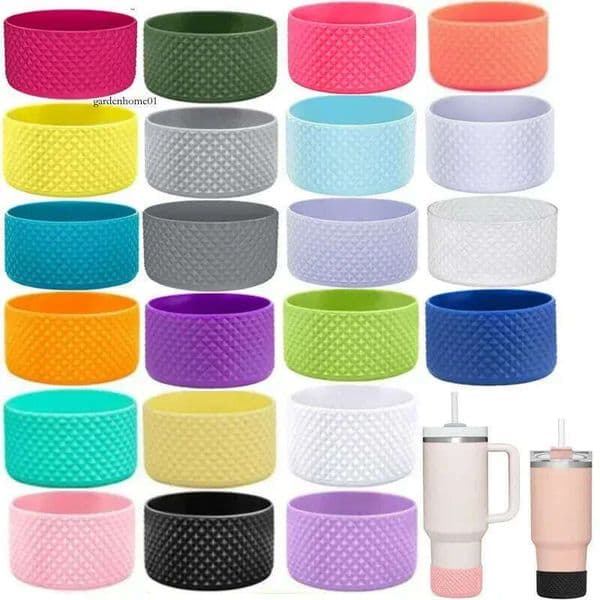 9Cm 7.5Cm Dia Silicone Boot Sleeve Cups Cover Coasters Fit 20Oz 30Oz Tumbler With Handle 32Oz 40Oz Wide Mouth Water Bottle Anti-Slip Bottom Bumpers 1106
