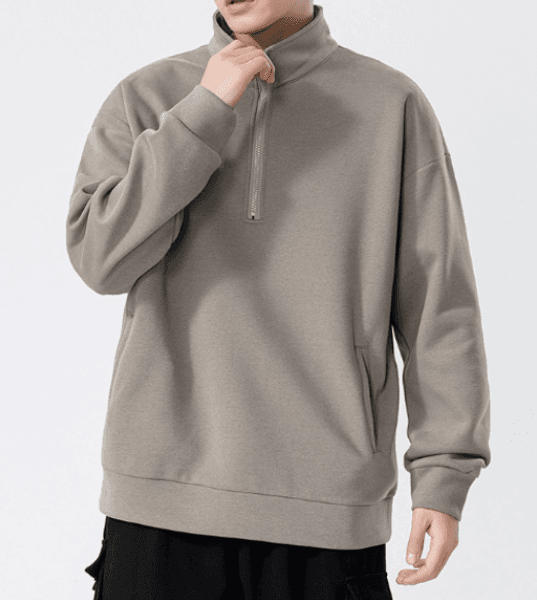 124Turtleneck Sweatshirt for Men Autumn and Winter Thickened Loose Trendy Solid