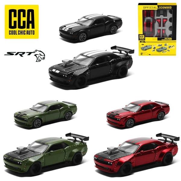 2026 New CCA 1/36 Dodge Challenger SRT Hellcat Assembly Modified Toy Car Model Suitable For Boys Children Diecast Non Metallic Wheel Series Gifts W241