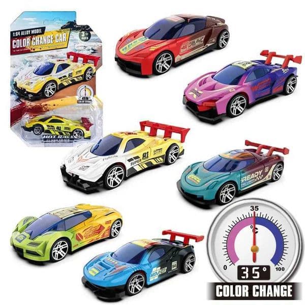 Alloy car model 1 64 temperature sensitive color change racing car anti-collision track car boy car model toy W241231