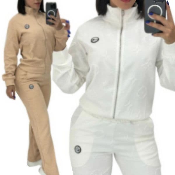 Embossing Tracksuits Hooded Sweat Suits Women Zipper Jacket and Trousers Two Piece Sets Free Ship