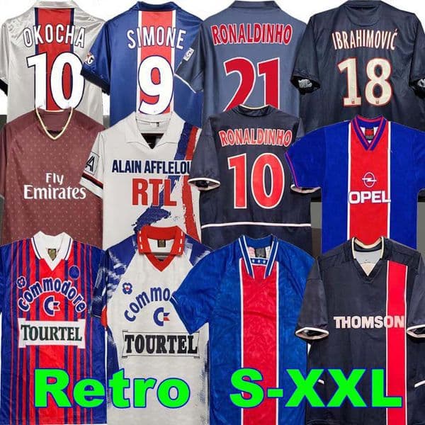 OKOCHA SOCCER JERSEY 93 94 95 96 LEROY ADAILTON 98 99 00 01 02 03 90 92 classic RAI ANELKA Ibrahimovic camisas de futebol RONALDINHO SIMONE