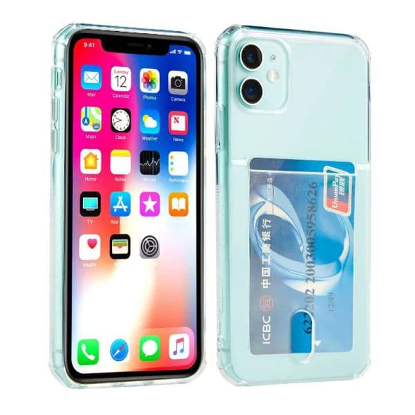 Card Slot Holder Clear Soft TPU Wallet Cases for iPhone 14 13 12 Mini 11 Pro Max XR XS 6 7 8 Plus Samsung S22 S21 S21FE Note 20 Ultra A32 A22 A23 A33 A53 Rubber Gel Shockproof