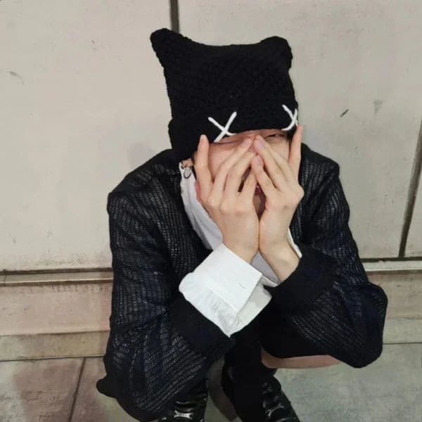 Devil Y2k Cat Ear Knitted Womens Hats Autumn and Winter Fashion Warm Korean Version Street Versatile Pullover Beanies for Men 240621 L260616