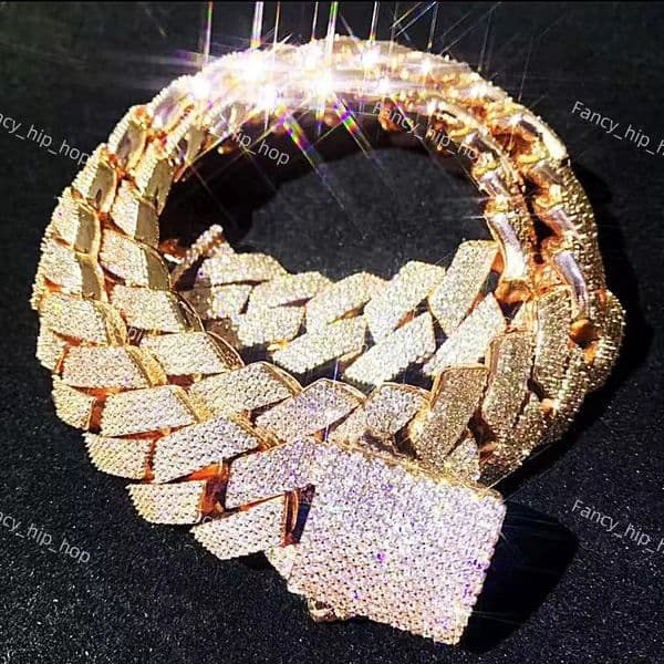 Necklace Moissanite designer chain silver gold rose gold iced out chain pass diamond tester pendant 925 Sterling Vvs cuban link chain